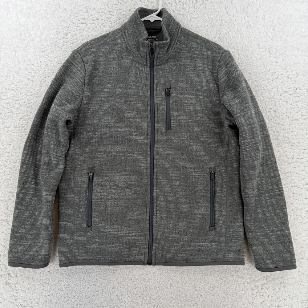 UNTUCKit Mens Kezoh Softshell Jacket Gray Fleece Lined Full Zip Medium 35646